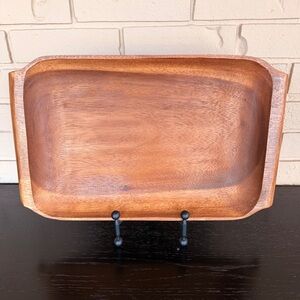 Mountain Woods Organic Acacia Wooden Rectangle Serving Tray Mid Century